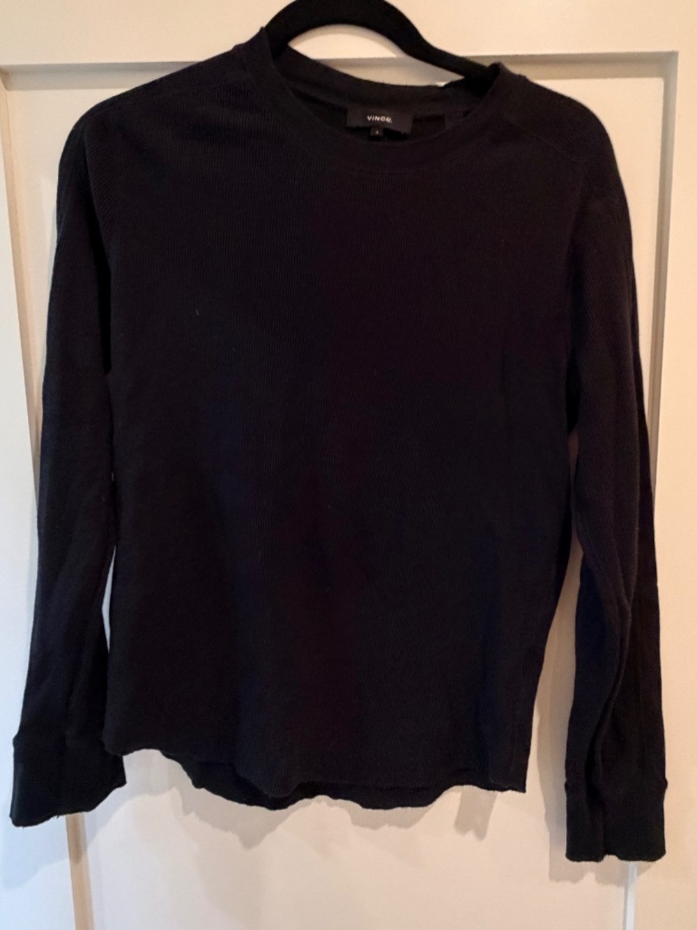 Vince Men's Size Small Waffle Black Knit Pullover - Excellent Condition